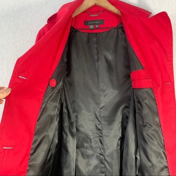 Zara Woman Cranberry Double Breasted Trench Coat - Picture 10 of 14